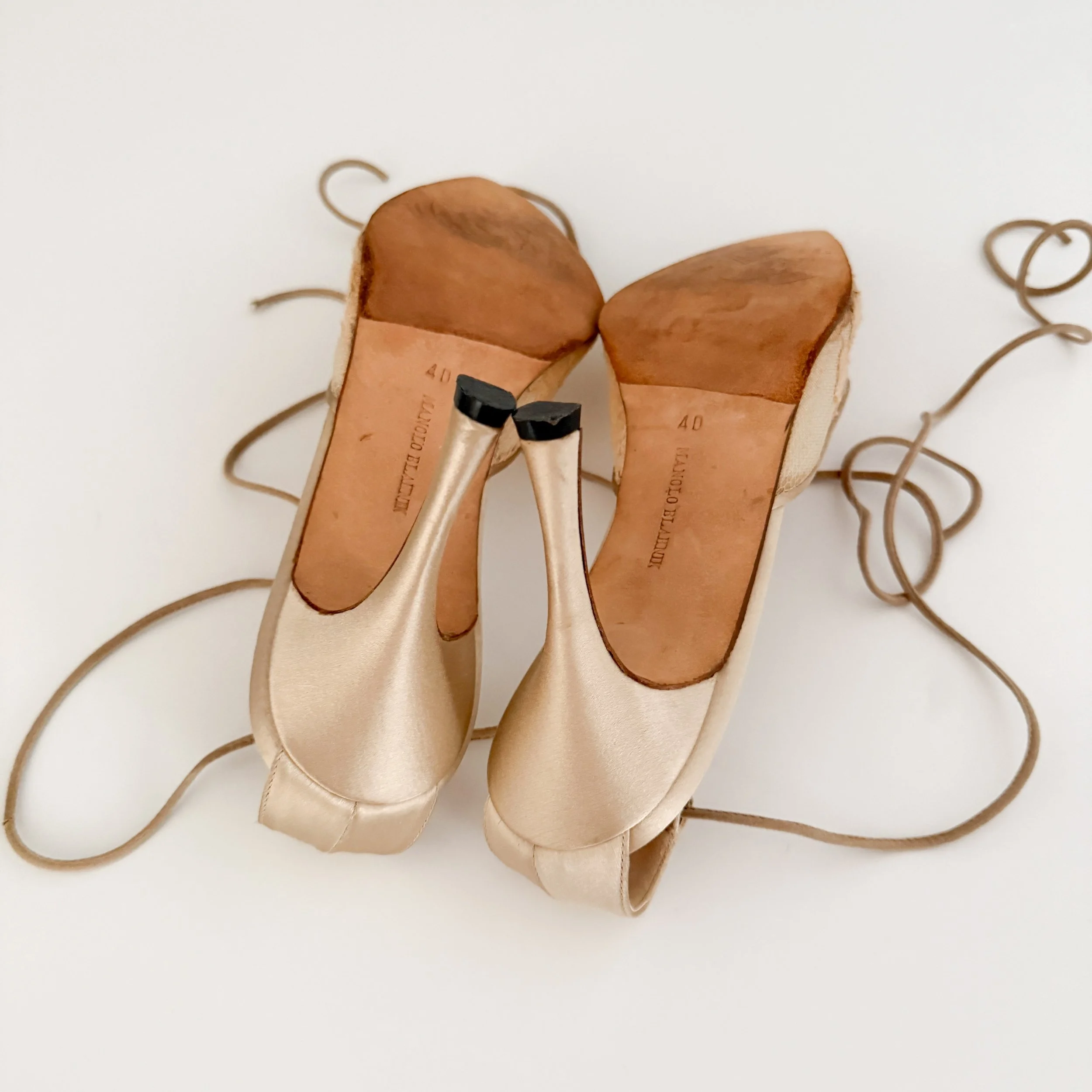 Prada Vintage Iconic Beige Suede Eyelet Heels (US 7 / IT 37